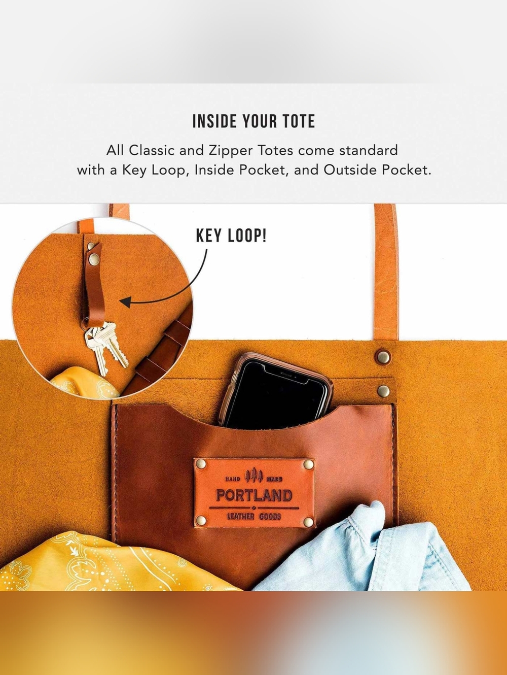 Portland Leather Canyon Medium Zipped Tote Bag - Picture 8 of 8